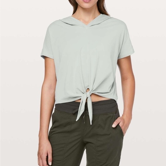 lululemon athletica Tops - LULULEMON Knot Gonna Fly Tee Hoodie Jade Gray Size 6